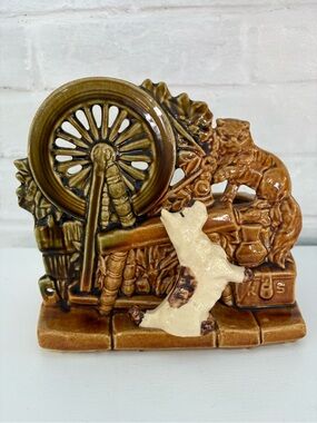 McCoy Planter Vintage 1950's Wheel with Scottie Dog No Leash  and Cat